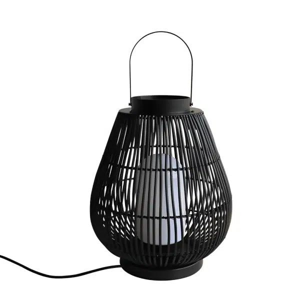 Portable Black Modern Iron Woven E27 Pillar Accent Outdoor Lantern - Image 9