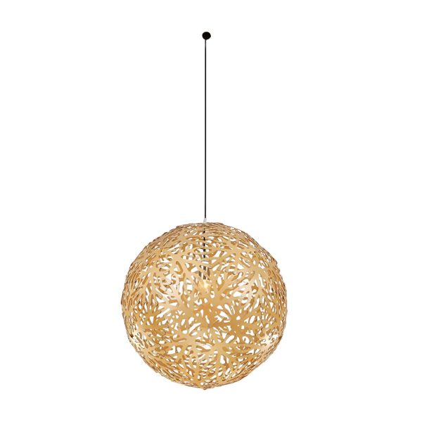 Handmade Hollowed Ball Basswood Shade LED Creative Modern Chandelier - Image 6