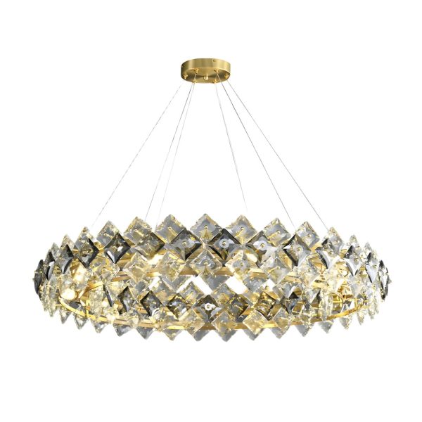 Round Luxury Long Crystal Copper Post-Modern Chandelier Dining Room Lights - Image 7