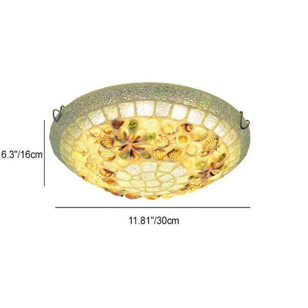 Tiffany Creative Mosaic Shells 1-Light Flush Mount Ceiling Light - Image 4