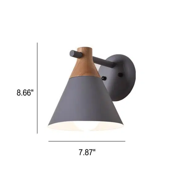 Nordic Solid Wood Macaron Cone Shade 1-Light  Wall Sconce Lamp - Image 4