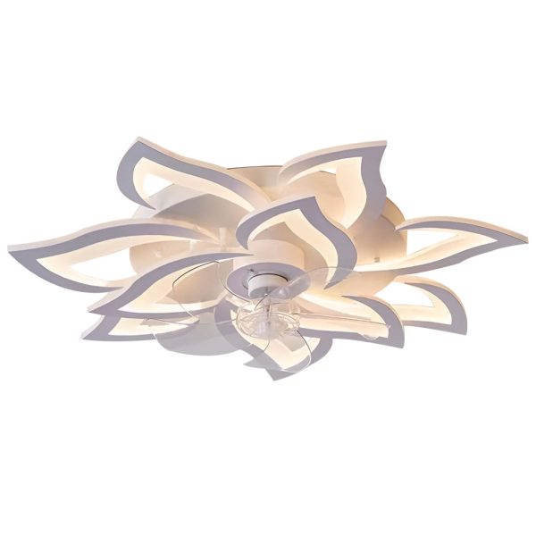 Creative Flower Shaped Three Step Dimming LED Nordic Ceiling Fan Lights - Image 14