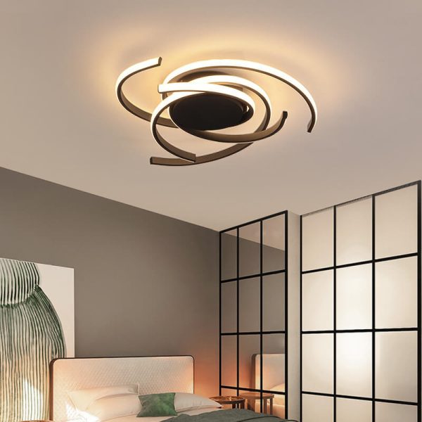 Minimalist Creative Circle Strip Aluminum Semi-Flush Mount Ceiling Light - Image 4