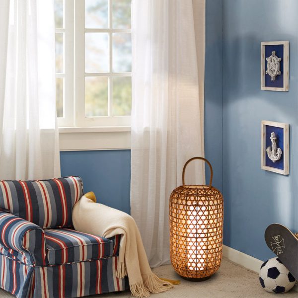 Modern Rattan Weaving Cylinder Outdoor Waterproof Floor Lamp - Image 14