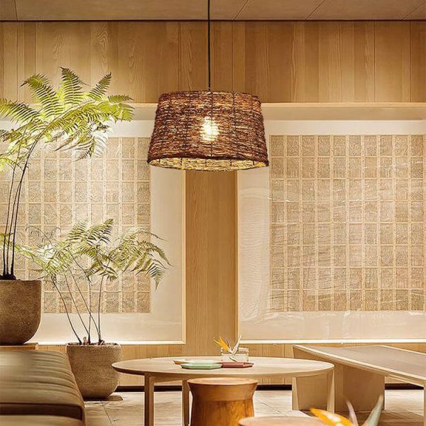 Retro Rattan Weaving Dome 1-Light Pendant Light - Image 3