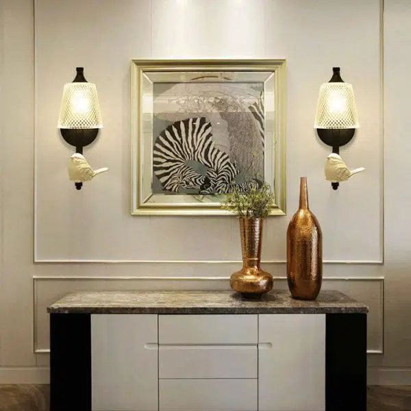 Modern Simple Glass Shade with Resin Bird 1-Light Wall Sconce Lamp - Image 3