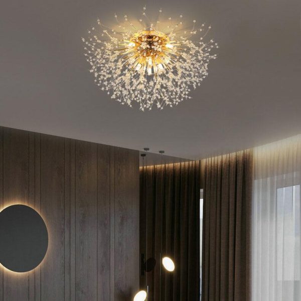 Modern Creative Dandelion Crystal 5/6/8 Light Semi-Flush Mount Ceiling Light - Image 6