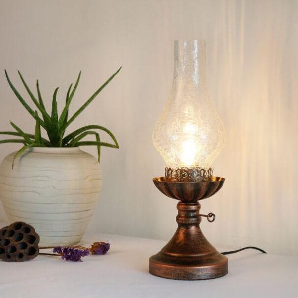 Vintage Antique Kerosene Oil Lamp 1-Light Table Lamp - Image 2