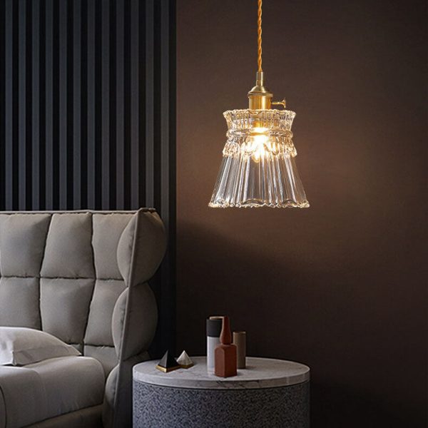 Modern Luxury Glass Bell Shade Brass 1-Light Pendant Light - Image 6