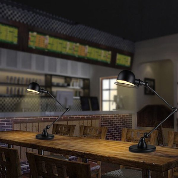 Vintage Industrial Iron Mechanical Long Arm 1-Light Table Lamp - Image 13