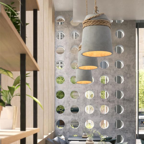 Industrial Cement Column Rope Wire 1-Light Pendant Light - Image 2