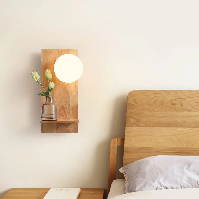 1-5-ddfb29d6-00db-40d3-84bd-901fa8510dee.jpg Nordic Solid Wood Glass Globe 1-Light Wall Sconce Lamp - Image 1