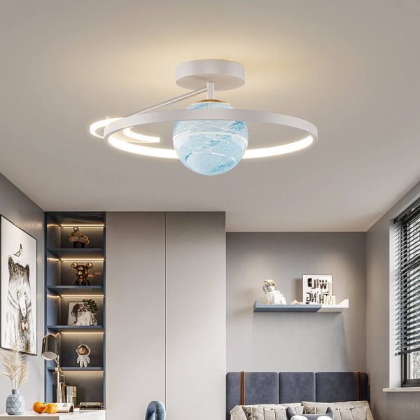 Modern Space Planet Globe LED Semi-Flush Mount Ceiling Light - Image 5