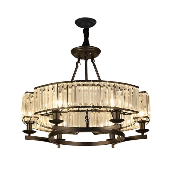 Round Metal Three Step Dimming Modern Rustic Crystal Chandelier Light - Image 9