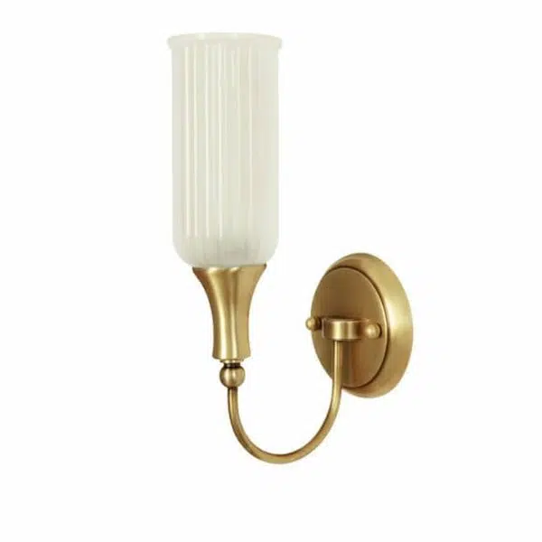 Vintage Rustic Brass Glass 1/2 Light Wall Sconce Lamp - Image 8