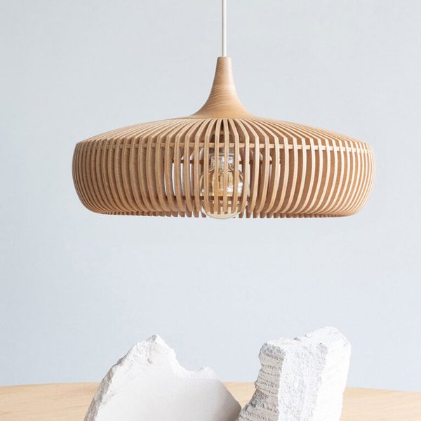 Nordic Vintage Wooden Round Dome Lid  1-Light Pendant Light - Image 11