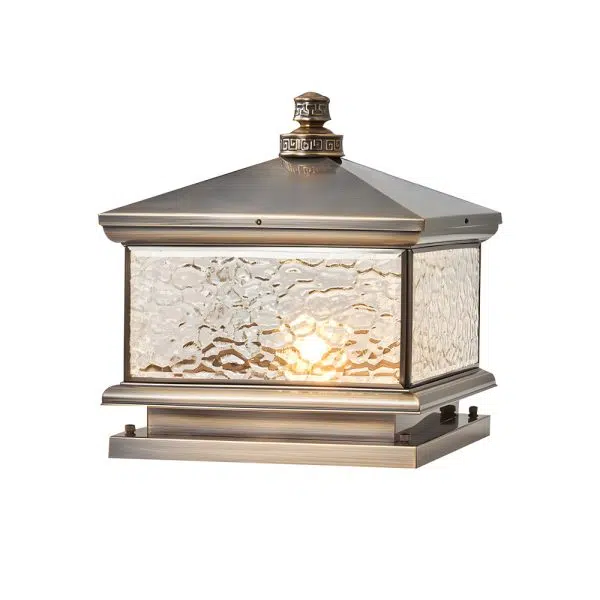 Retro Square Antique Brass Pier Mount Post Light - Image 10