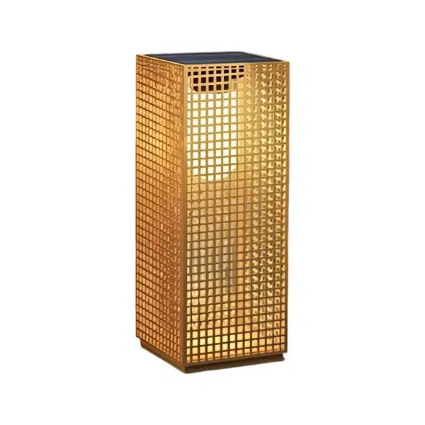 Square Creative Hollow LED Waterproof Gold Modern Solar Pathway Lights - Image 9