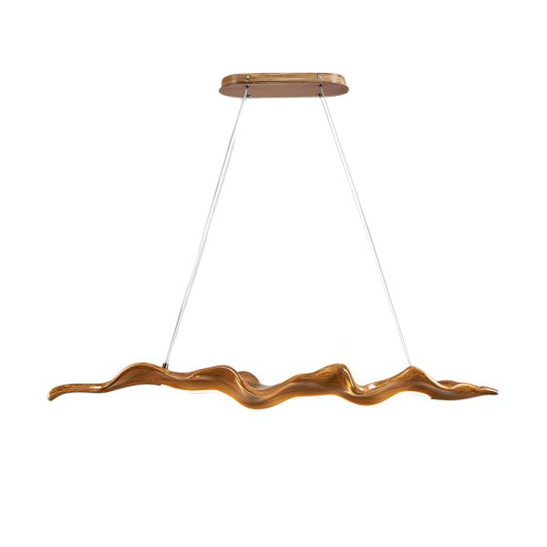 Elegant Japanese Retro Silicone Wave Wood Grain LED Pendant Light - Image 7