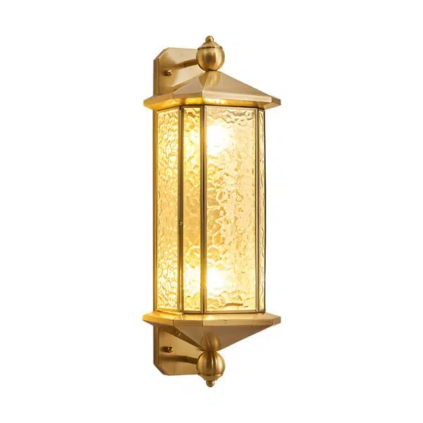 Elegant Brass Glass Lantern Copper Outdoor Wall Light - Image 9