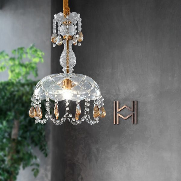 Modern Luxury Crystal Hanging Dome 1-Light Pendant Light - Image 4