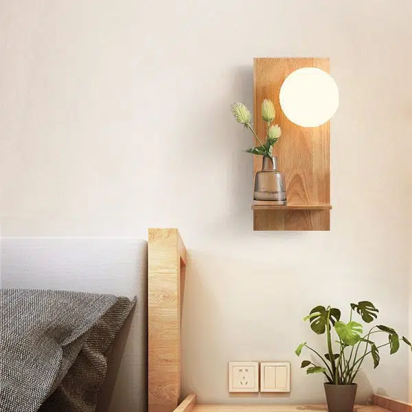 Nordic Solid Wood Glass Globe 1-Light  Wall Sconce Lamp - Image 3