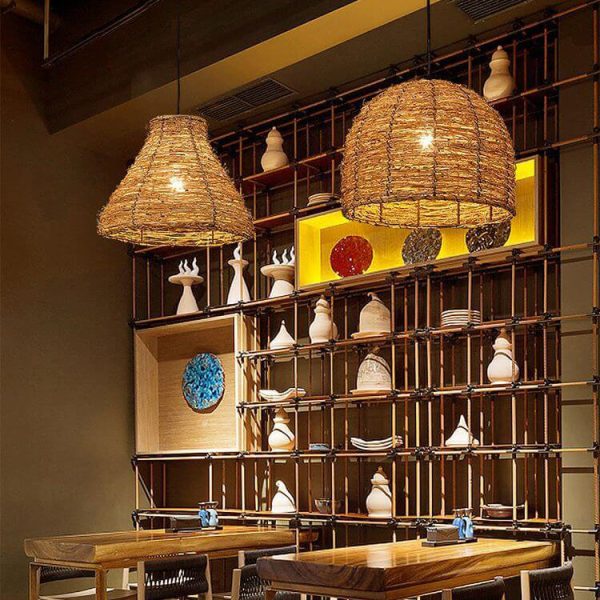 Retro Rattan Weaving Dome 1-Light Pendant Light - Image 4