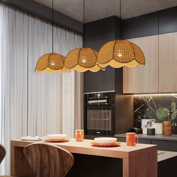Nordic Rattan Weaving Scallop Dome 1-Light Pendant Light - Image 2