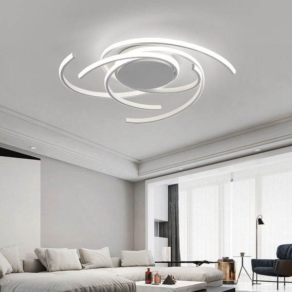 Minimalist Creative Circle Strip Aluminum Semi-Flush Mount Ceiling Light - Image 2