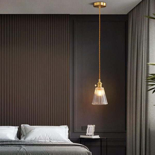 Modern Luxury Glass Bell Shade Brass 1-Light Pendant Light - Image 2