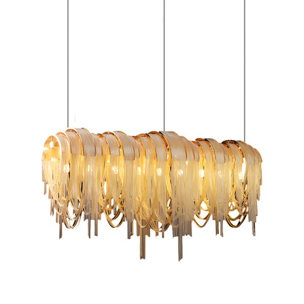 Waves Aluminum Tassel Chain 3 Step Dimming Artistic Nordic Chandelier - Image 9