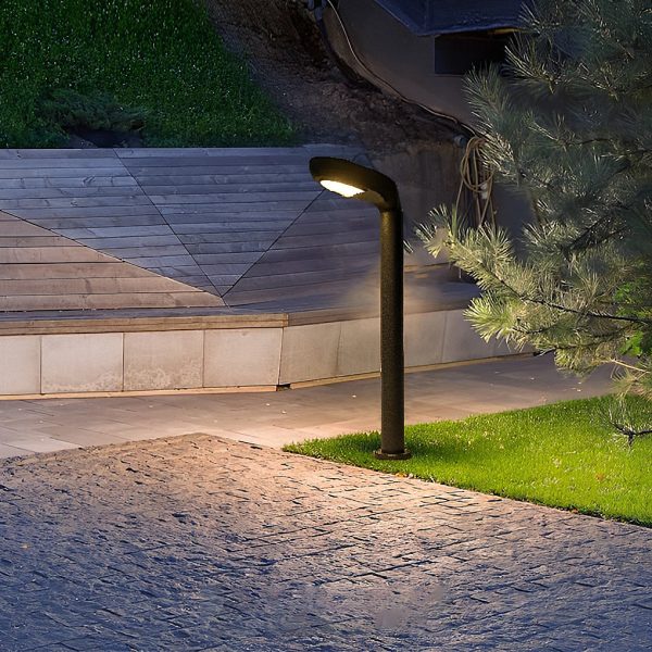 Minimalist Solar Powered Lawn Lights Sleek Aluminum Black Garden Lamp - Image 4