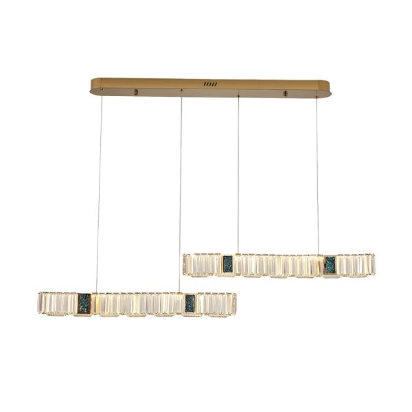 2 Strips Three Step Dimming LED Modern Crystal Dining Room Chandeliers - Image 5