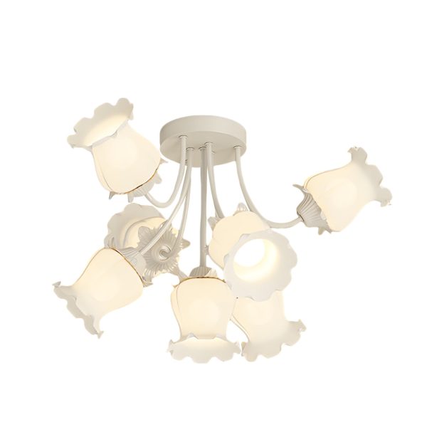 7 Heads White Flowers 3 Step Dimming Creative Modern Ceiling Light Fixture - Image 5