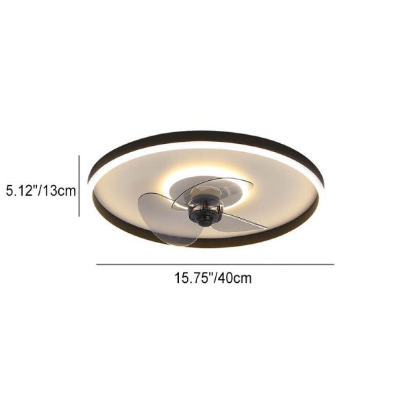 Nordic Minimalist Round Invisible LED Flush Mount Ceiling Fan Light - Image 12