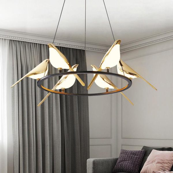 Nordic Creative Bird Shaped Acrylic LED 1/3/6 Light Chandelier - Image 6