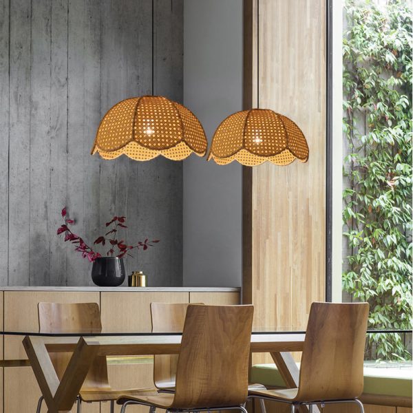 Nordic Rattan Weaving Scallop Dome 1-Light Pendant Light - Image 6