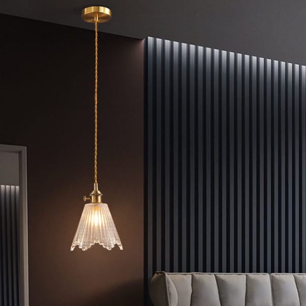 Modern Luxury Glass Bell Shade Brass 1-Light Pendant Light - Image 4