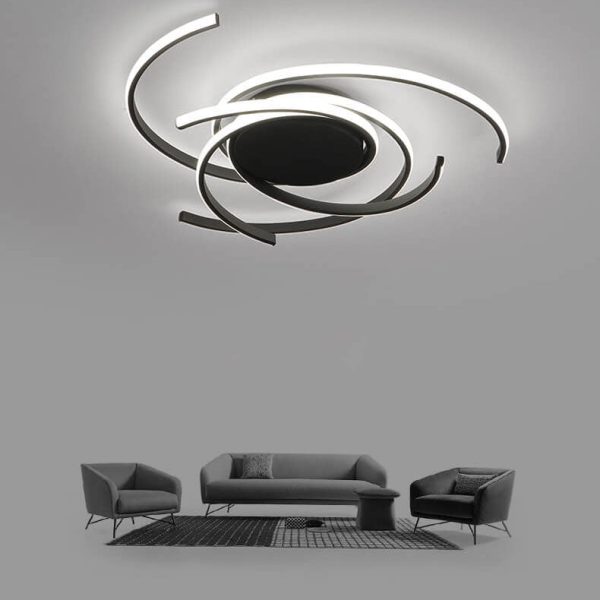 Minimalist Creative Circle Strip Aluminum Semi-Flush Mount Ceiling Light - Image 5