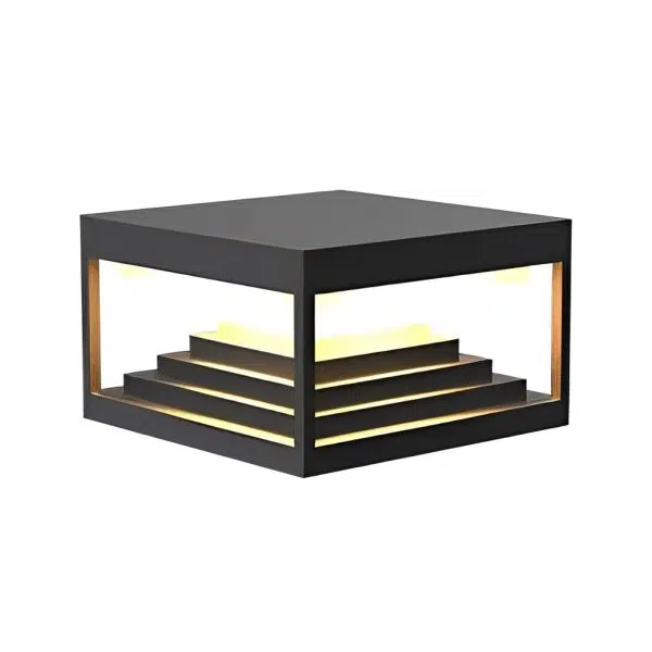 Square Steps Creative Waterproof LED Black Modern Solar Post Caps Lights - Image 8