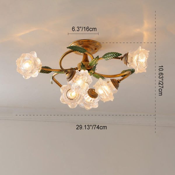 Modern Idyllic Iron Flower Branch 6/8/10-Light Semi-Flush Mount Lighting - Image 7