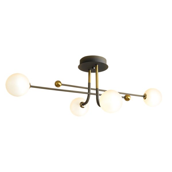 4/6/8-Light Modern Sputnik Globe Semi-Flush Mount Light with White Glass Shade - Image 7