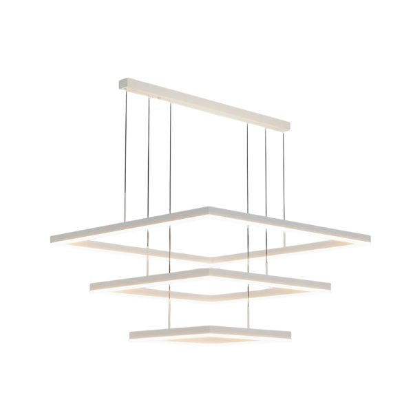 Ultra Thin Square Rings Three Step Dimming LED White Modern Chandelier - Image 7