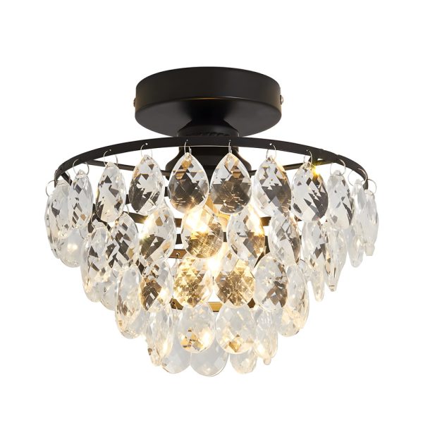 Round Luxury Crystal Simple Black Modern Ceiling Lights Fixture Chandelier - Image 6