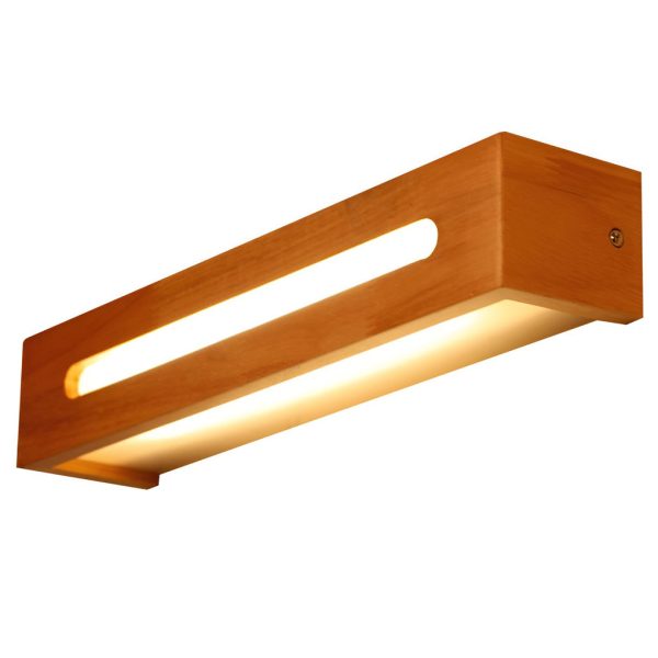 Rectangular Wood Waterproof LED Nordic Wall Lamp Mirror Light Sconces - Image 8