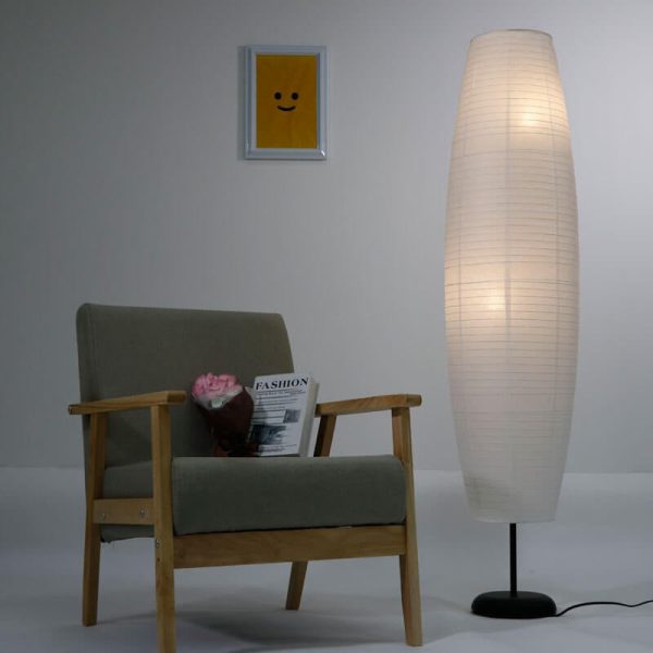 Nordic Minimalist Rice Paper Column 2-Light Standing Floor Lamp - Image 2
