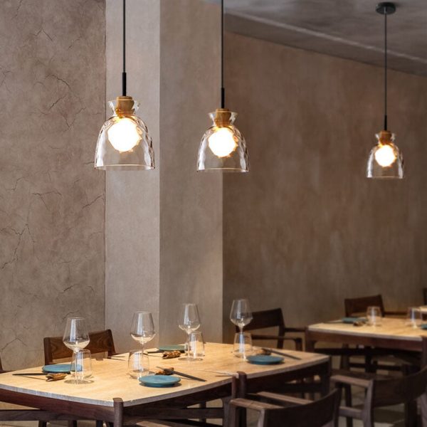 Nordic Clear Rippled Glass Shaded 1-Light Pendant Light - Image 3