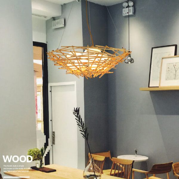 Rattan Weaving Bird Nest Shaped 3-Light Chandelier - Image 3