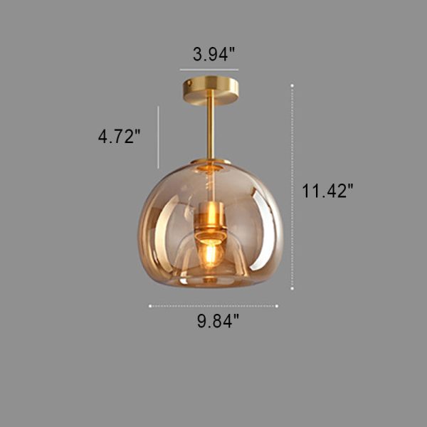 Nordic Light Luxury Round Glass Ball 1-Light Semi-Flush Mount Ceiling Light - Image 6