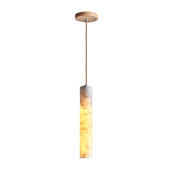 Elongated Cylindrical Marble Texture Minimalist Chandelier Pendant Lights - Image 5